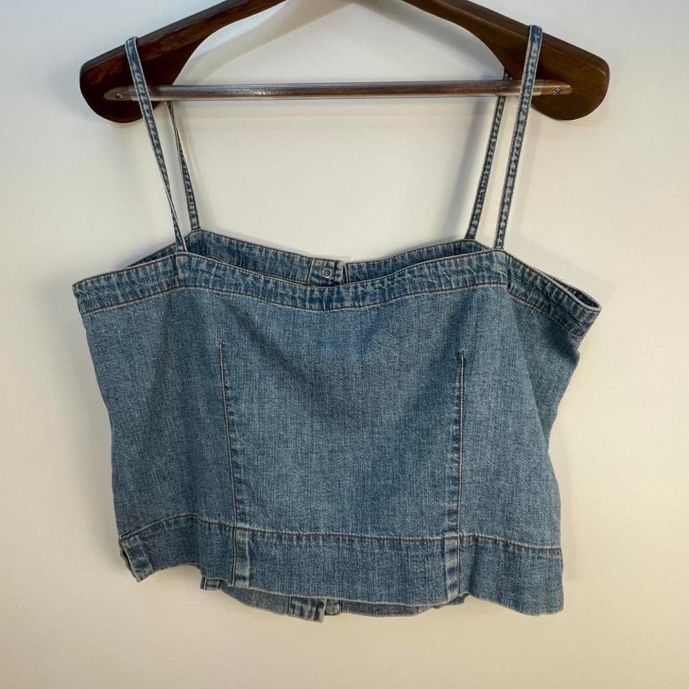 Ralph Lauren denim Co. 12 Blue denim crop top with front pockets - Picture 2 of 6